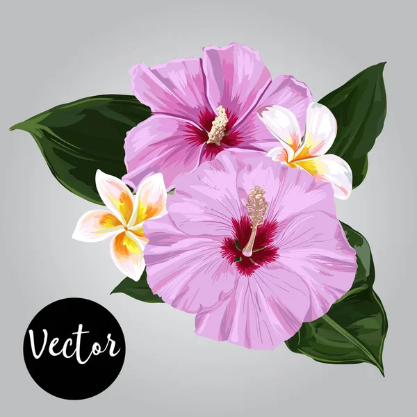 ベクトルの熱帯の花セット — ストックベクタ