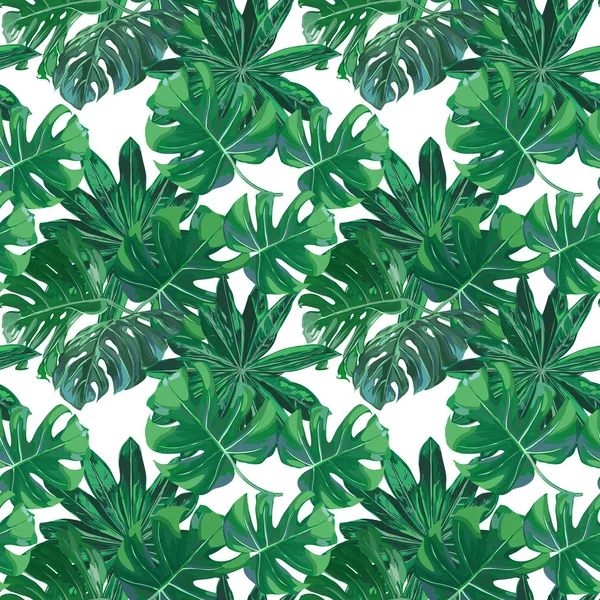 Seamless Vector Exotic Leaves Pattern — Stock Vector