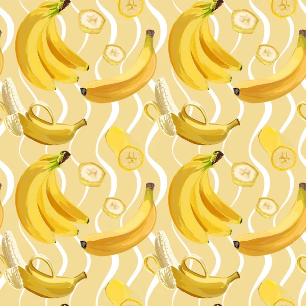 Seamless Vector Banana Pattern — Stock Vector