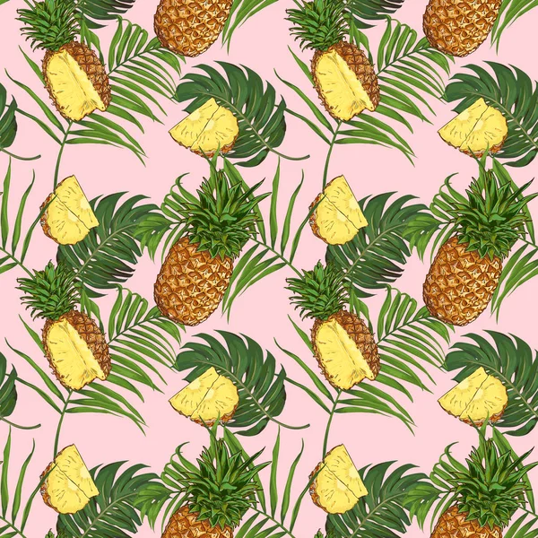 Sorunsuz vektör ananas desen — Stok Vektör