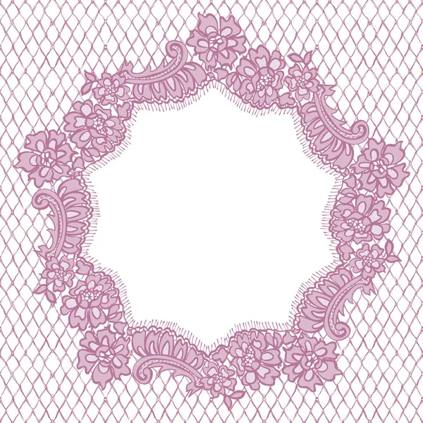 Векторна рожева рамка мережива — стоковий вектор