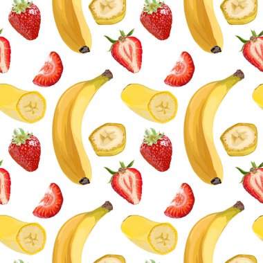 Sorunsuz vektör muz ve çilek deseni