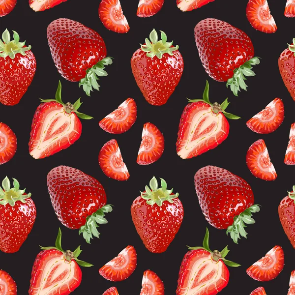 Vector Strawberries Pattern — Stock Vector