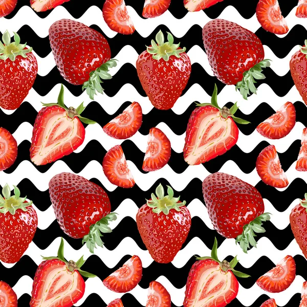 Vector Strawberries Pattern — Stock Vector