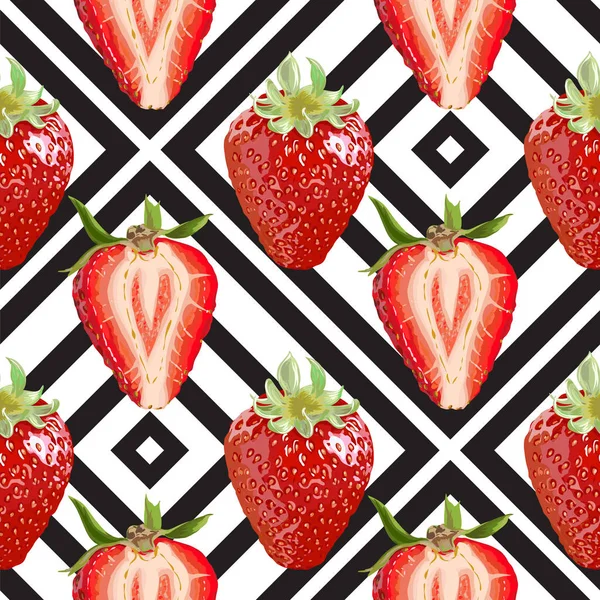 Vector Strawberries Pattern — Stock Vector