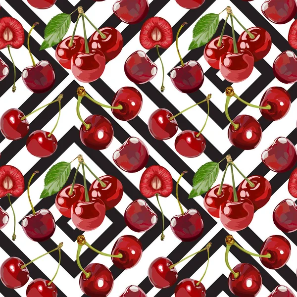 Seamless Vector Cherries Pattern — Stock Vector