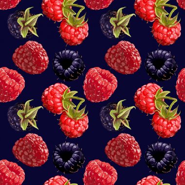 Sorunsuz vektör Blackberry ve ahududu desen