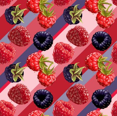 Sorunsuz vektör Blackberry ve ahududu desen