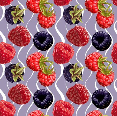 Sorunsuz vektör Blackberry ve ahududu desen