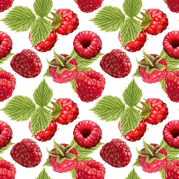 Seamless Vector Raspberry Pattern — Stock Vector