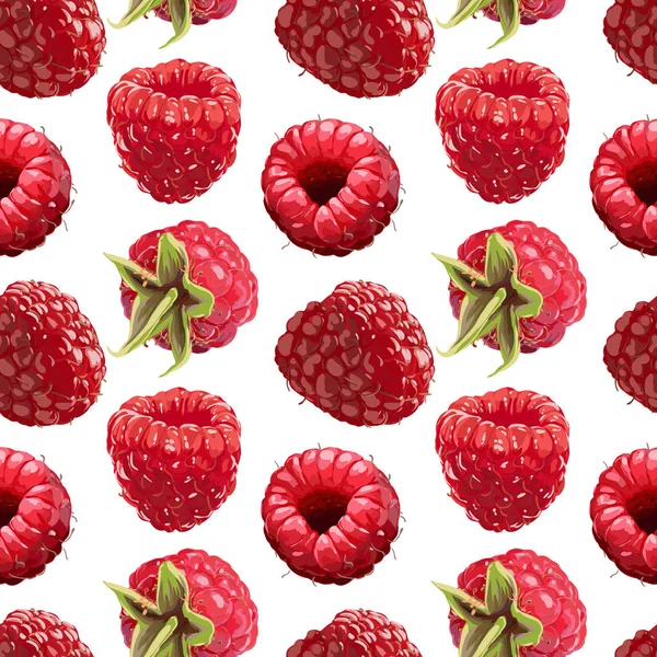 Seamless Vector Raspberry Pattern — Stock Vector