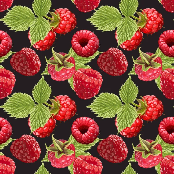 Seamless Vector Raspberry Pattern — Stock Vector