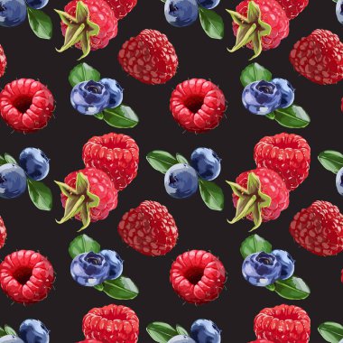 Sorunsuz vektör Bilberry ve ahududu desen