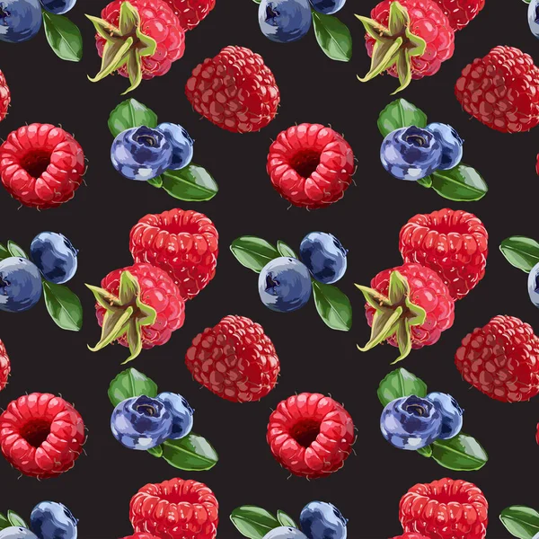 Sorunsuz vektör Bilberry ve ahududu desen