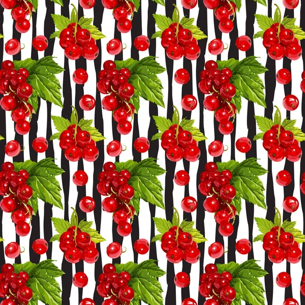Seamless Vector Red Currant Pattern — Stock Vector