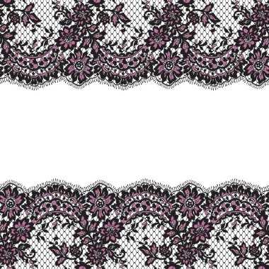 Sorunsuz vektör pembe ve siyah dantel desen
