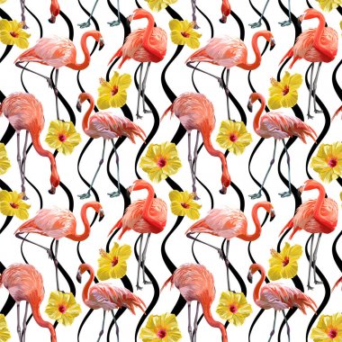 Sorunsuz vektör Flamingo desen