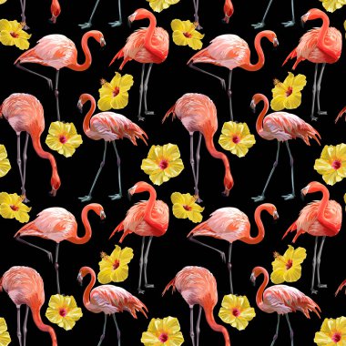 Sorunsuz vektör Flamingo desen