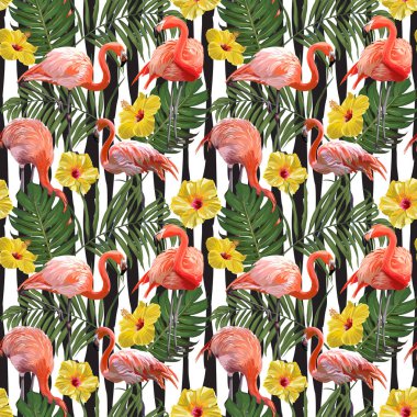 Sorunsuz vektör Flamingo desen