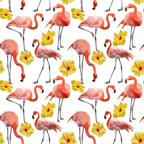 Padrão de Flamingo Vector sem costura —  Vetores de Stock