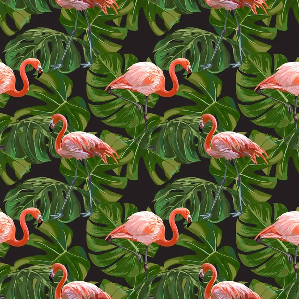 Sömlös vektor Flamingo mönster — Stock vektor