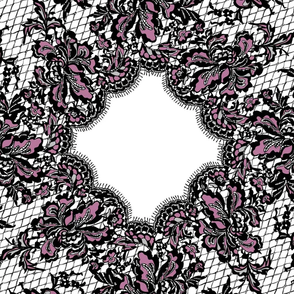 Cadre vectoriel en dentelle rose et noire — Image vectorielle