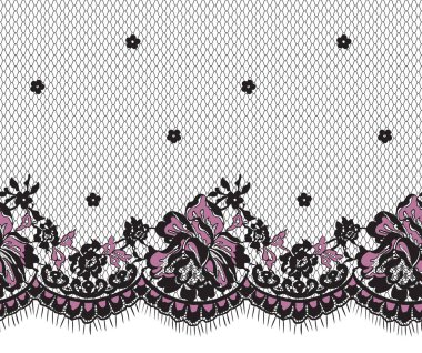 Sorunsuz vektör siyah ve pembe dantel desen