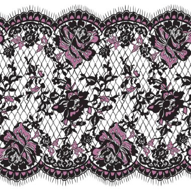 Sorunsuz vektör siyah ve pembe dantel desen