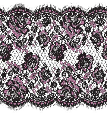 Sorunsuz vektör siyah ve pembe dantel desen