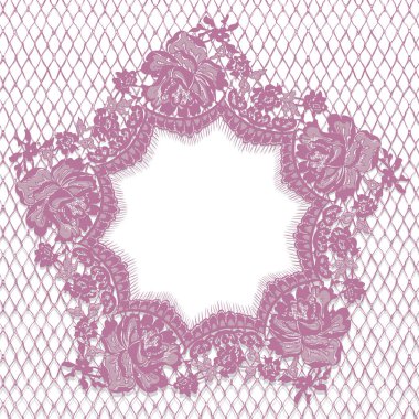 Vektör pembe dantel çerçeve şablon