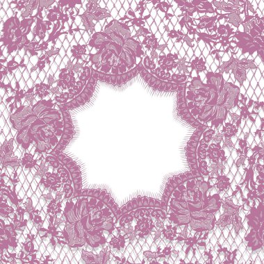 Vektör pembe dantel çerçeve şablon