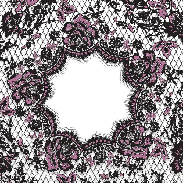 Vektör siyah ve pembe dantel çerçeve şablon