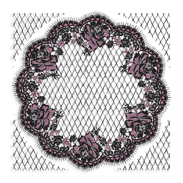 Vektör pembe ve siyah dantel çerçeve şablon