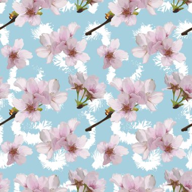 Sorunsuz vektör kiraz çiçek deseni