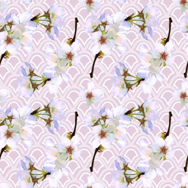 Sorunsuz vektör kiraz çiçek deseni