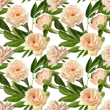 Sorunsuz vektör sarı Peonies desen