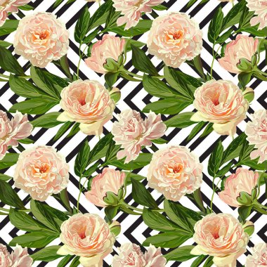 Sorunsuz vektör sarı Peonies desen