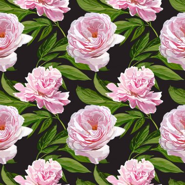 Sorunsuz vektör pembe Peonies desen