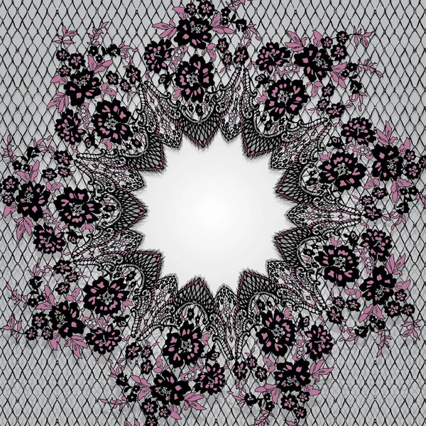 Vector Black And Pink Lace Frame Template