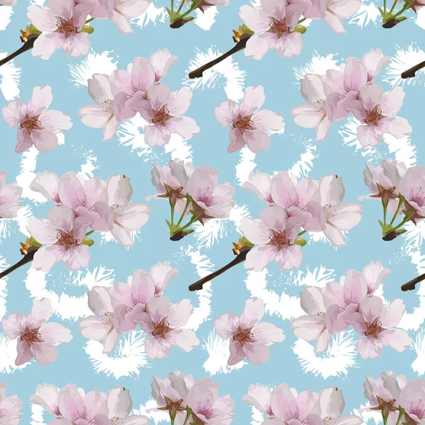 Sorunsuz vektör kiraz çiçek deseni