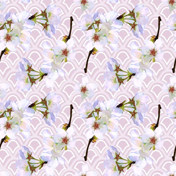 Sorunsuz vektör kiraz çiçek deseni