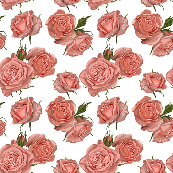 Seamless Vector Roses Pattern — Stock Vector