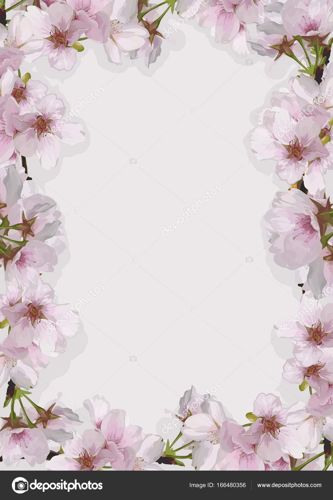 Vecteur Des Fleurs De Cerisier Rose Frame Template Image