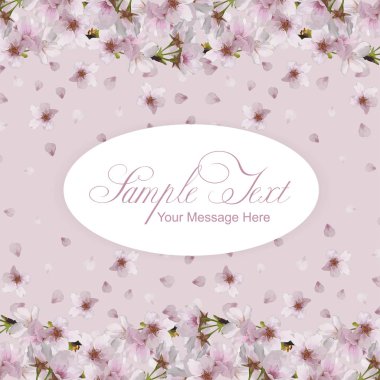 Vektör pembe kiraz çiçekleri çerçeve şablon