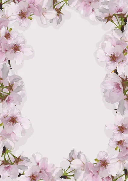 Вектор Рожеві вишневі квіти Шаблон рамки — стоковий вектор