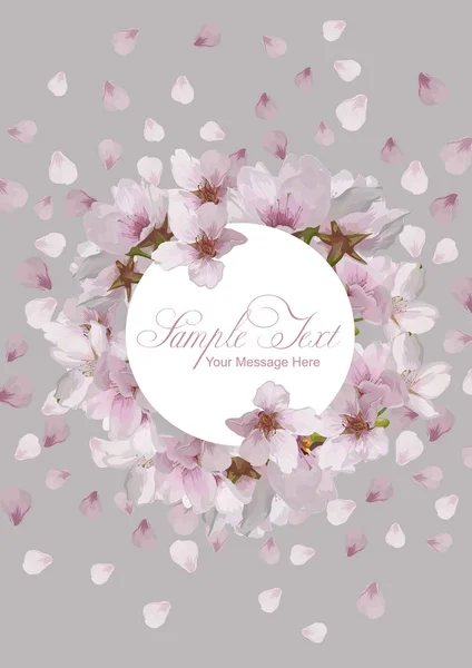 ベクター ピンクの桜の花のフレーム テンプレート — ストックベクタ