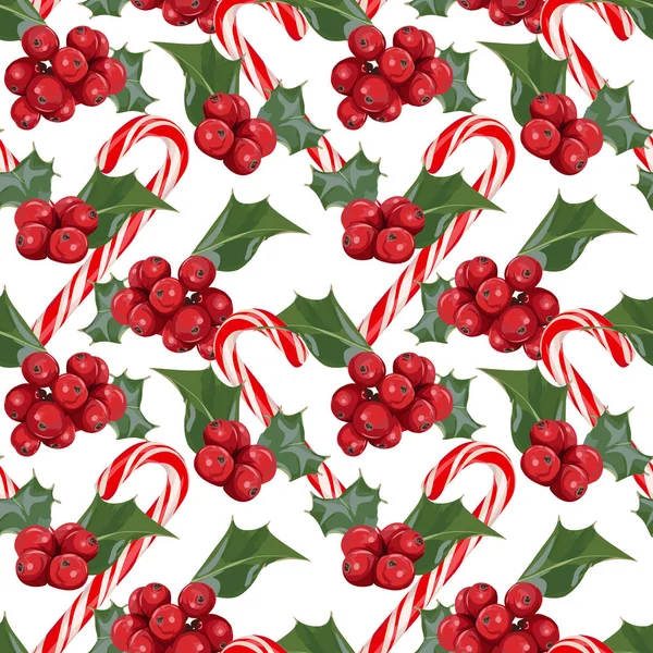 Seamless Vector Christmas Candies Pattern — Stock Vector