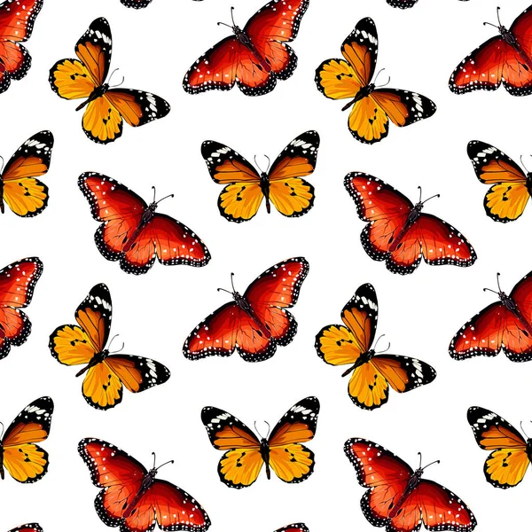 Padrão de borboletas de vetor sem costura — Vetor de Stock