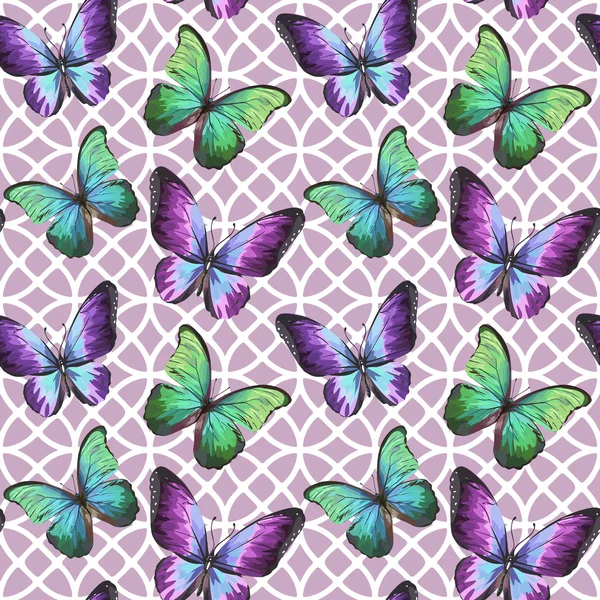 Patrón de mariposas vectoriales inconsútil — Vector de stock