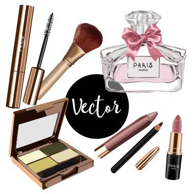 Vektör kadın kozmetik Set